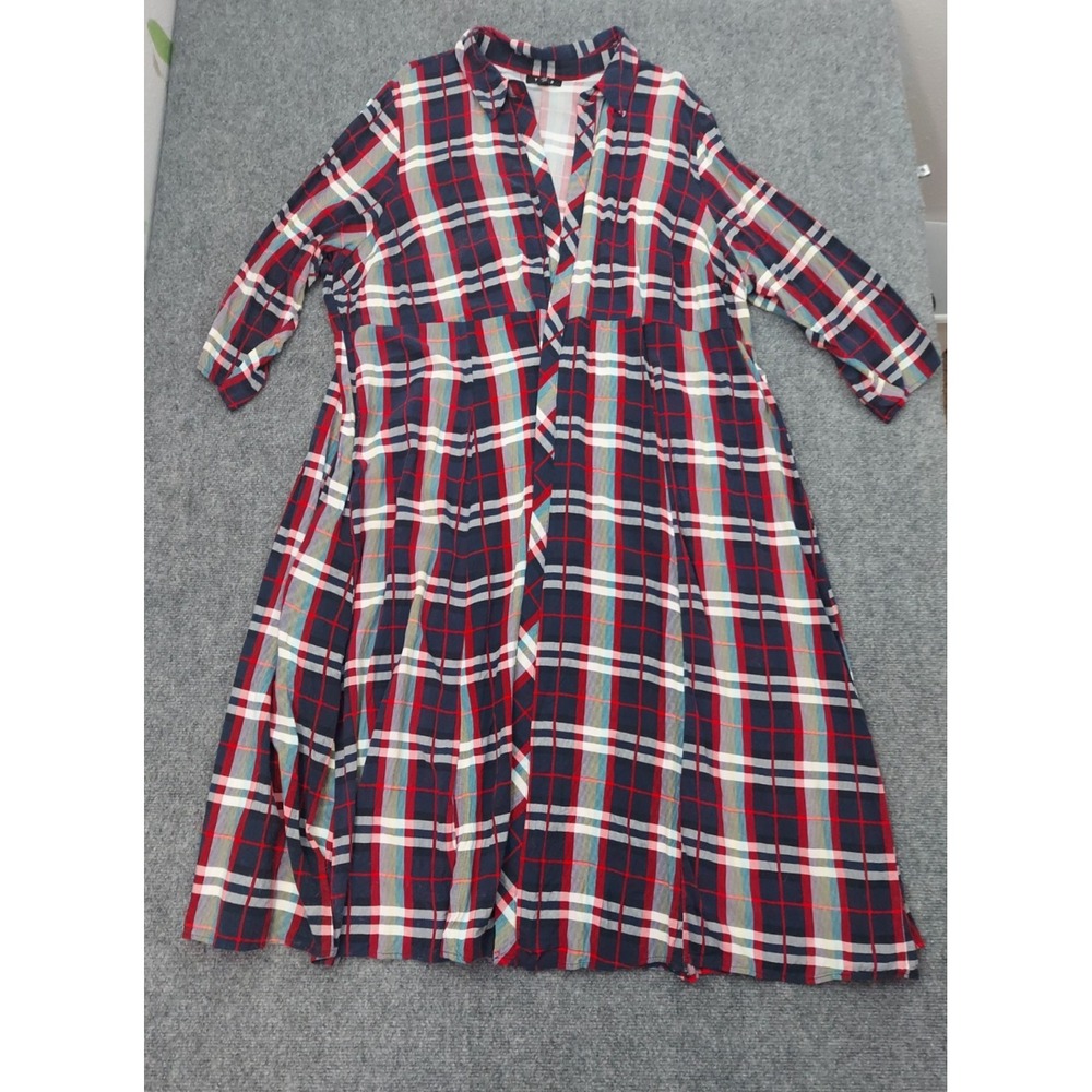 Torrid Maxi Cardigan Duster Women 4 Plaid Long Open Front Rayon Shirt Dress